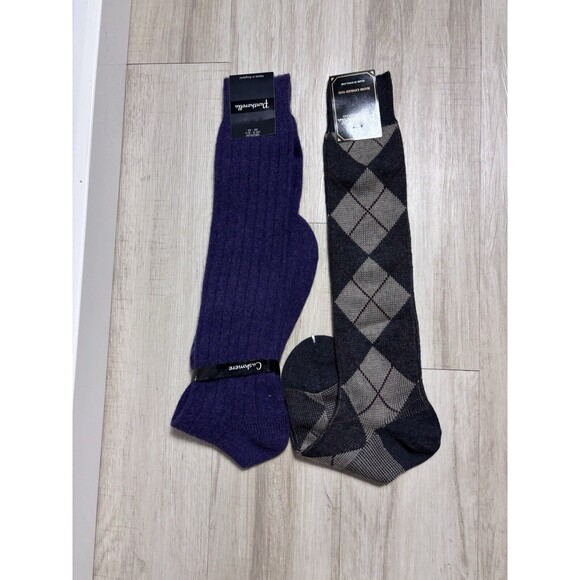PANTHERELLA WOOL /CASHMERE OVER THE CALF SOCKS - LOT OF 2 - MADE IN ENGLAND NWT - Picture 1 of 8